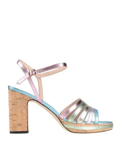 Ernesto Esposito Woman Sandals Pink Size 11 Leather