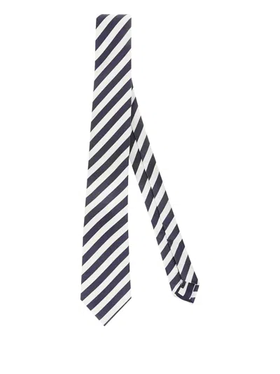 Errico Formicola Diagonal-stripe Silk Tie In Blue