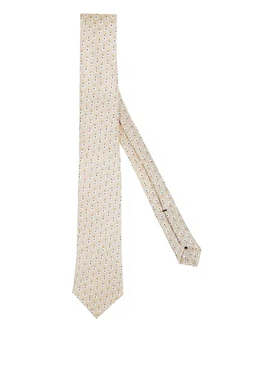 Errico Formicola Floral-print Silk Tie In Neutral