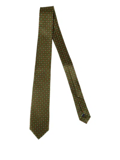 Errico Formicola Geometric-pattern Silk Tie In Green