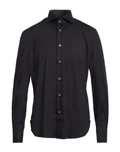 Errico Formicola Napoli Man Shirt Black Size 17 ½ Cotton, Polyamide, Elastane