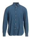 Errico Formicola Napoli Man Shirt Blue Size 17 Linen