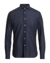 Errico Formicola Napoli Man Shirt Navy Size 16 Linen In Blue