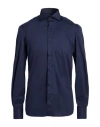 Errico Formicola Napoli Man Shirt Midnight Blue Size 15 Cotton, Polyamide, Elastane