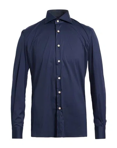 Errico Formicola Napoli Man Shirt Midnight Blue Size 15 ½ Cotton, Polyamide, Elastane