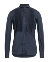 Errico Formicola Napoli Man Shirt Midnight Blue Size 15 Cotton, Polyamide, Elastane