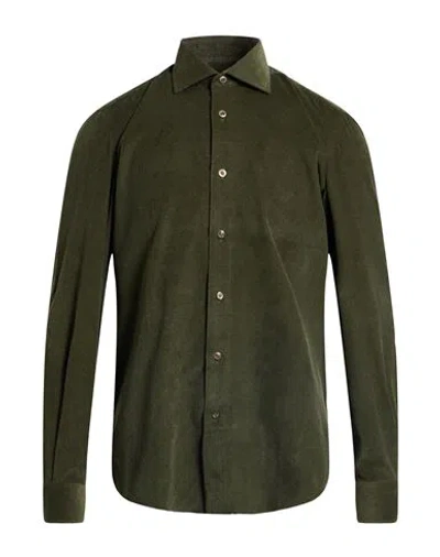 Errico Formicola Napoli Man Shirt Military Green Size 17 ½ Cotton