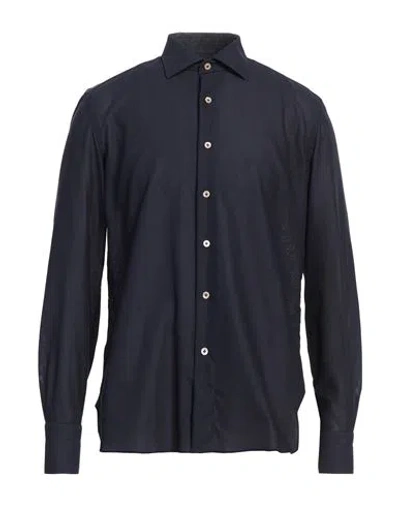 Errico Formicola Napoli Man Shirt Navy Size 16 ½ Cotton, Elastane