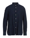 Errico Formicola Napoli Man Shirt Navy Size 16 Linen In Navy