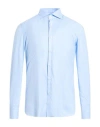 Errico Formicola Napoli Man Shirt Sky Blue Size 15 ½ Cotton In Blue