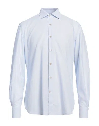 Errico Formicola Napoli Man Shirt Sky Blue Size 16 Cotton, Elastane In Blue