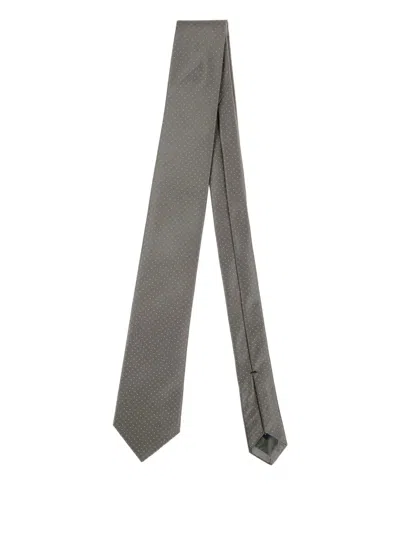 Errico Formicola Polka-dot Silk Tie In Gray