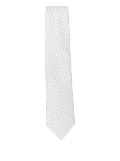 Errico Formicola Striped-pattern Silk Tie In Gray