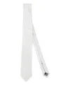 Errico Formicola Striped Silk Tie In White