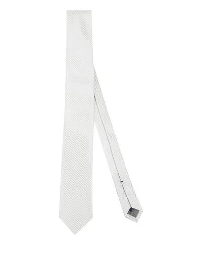 Errico Formicola Striped Silk Tie In White