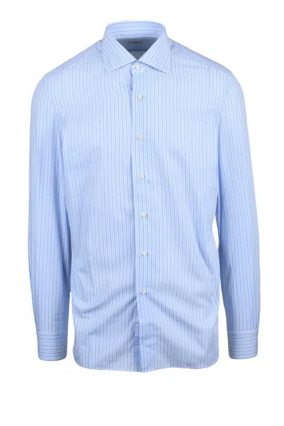 Errico Formicola White Sky Blue Cotton Shirt