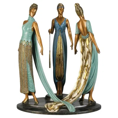 Pre-owned Erte Limited Edition Bronze Sculpture Entitled "three Graces" By Erté In Gold