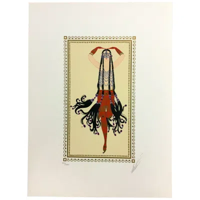 Pre-owned Erte Mid-century Modern Unframed Scheherezade 6 Harem Erté Hand Signed Lithograph In Sand