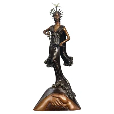 Pre-owned Erte Peace Bronze Sculpture By Erté, 1984 In Gold