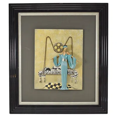 Pre-owned Erte "pillow Swing" Bronze Wall Sculpture In Gold