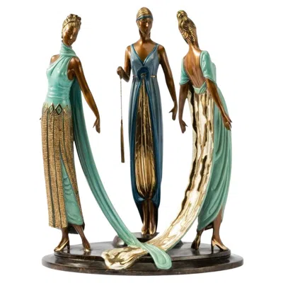 Pre-owned Erte The Three Graces Bronze Sculpture By Erté, 1997 In Gold