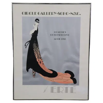 Pre-owned Erte Vintage  Signed Art Deco Soho Nyc Graphics Retrospective 1980 Framed Poster In Gray