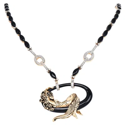 Pre-owned Erte Vintage La Belle By Erté Onyx Diamond Statement Necklace In Black