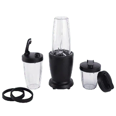 Eruule 10-piece Blender Set, Black, 300w, With 3 Jars (10oz, 16oz, 18oz), 2 Drinking Lids, Stainless Steel 