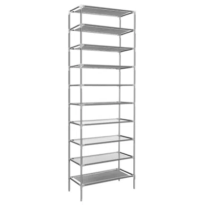 Eruule 10 Tiers Shoes Rack Shelves 27 Pairs Shoes Storage Organizer Stand Non-woven Fabric Detachable Shoes In Silver