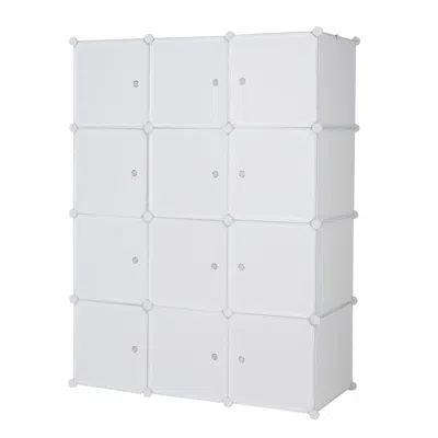 Eruule 12 Cube Organizer Stackable Plastic Cube Storage Shelves Design Multifunctional Modular Closet Cabin In White