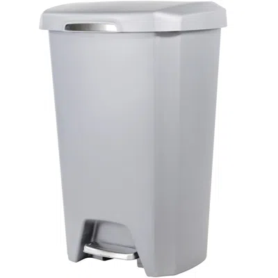 Eruule 12.1 Gallon Trash Can, Plastic Soft Close Step On Kitchen Trash Can, Gray