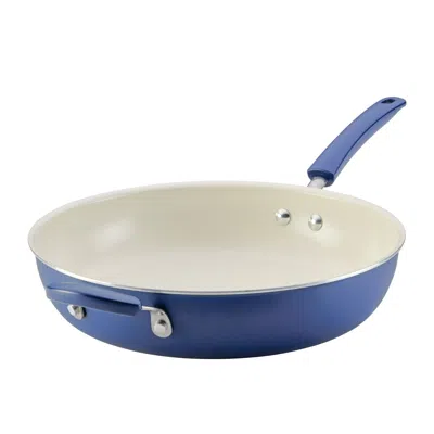 Eruule 12.5 Inch Ceramic Nonstick Frying Pan / Skillet With Helper Handle, Dishwasher Safe, Blue