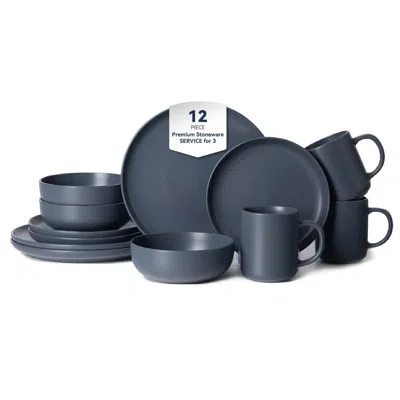 Eruule 12-piece Stoneware Dinnerware Sets With Mugs Microwave & Dishwasher Safe Non-toxic Dinner Plates Bow