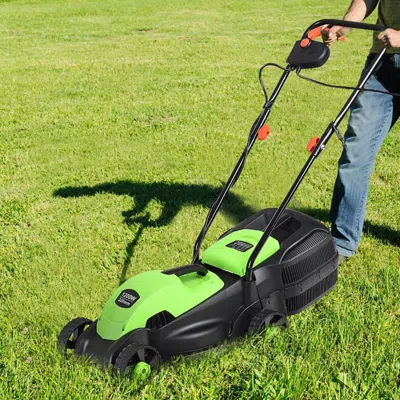 Eruule 13 Inch Electric Push Lawn Corded Mower With Grass Bag
