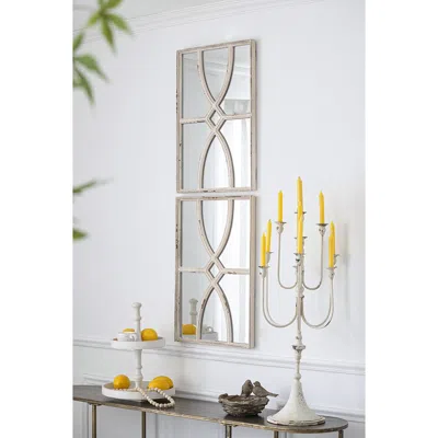 Eruule 16" X 23" Rectangular Wooden Wall Mirrors With Distressed White Frame, Vertical Or Horizontal, Home  In Brown