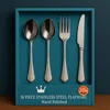 Eruule 16-piece Luxury Premium Silverware Dinnerware Tableware Set For Home - Stainless Steel Flatware Serv