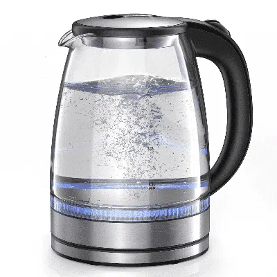 Eruule 1.7l Glass Boiler Electric Tea Kettle With Blue Led Indicator Light, Silver In Black