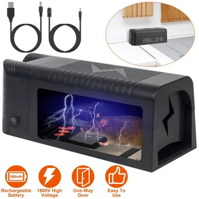 Eruule 1800v Power Electric Mouse Trap - Universal Model, Internal Space 7.48x2.76x3.15 Inches, One-way Doo In Black