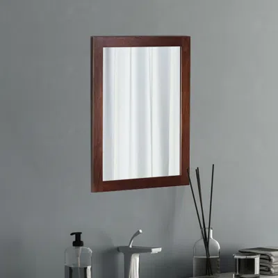Eruule 1pc Wall Mount Mirror 11.8x15.7inch Wood-like Frame Rectangle Modern Hanging Mirror For Bathroom Bed In Brown