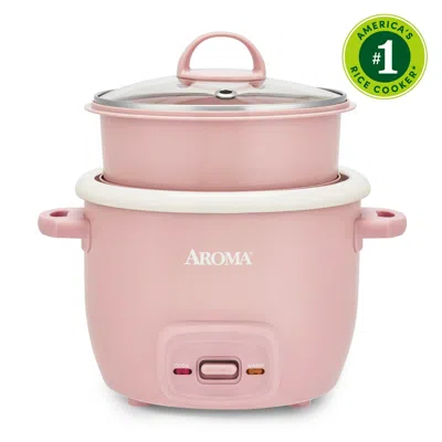 Eruule 2-cup Uncooked Rice Cooker & Food Steamer With Bonded Granite Nonstick Ceramic & Pop-up Steam Tray - In Pink