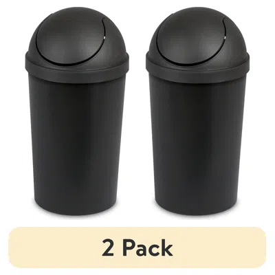 Eruule (2 Pack) 3 Gallon Round Swingtop Wastebasket, Domed Push To Open Lid Trash Can, For Small Spaces In Black