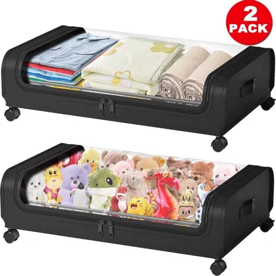 Eruule 2 Pack Bedroom Storage Organization, Large Under Bed Storage Containers Room Organizer For Clothes,s In Black