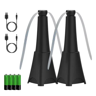 Eruule 2 Pack Portable Reflective Fly Repellent Fan Rechg. Battery Powered Table Food Fly Fan With Pattern  In Multi