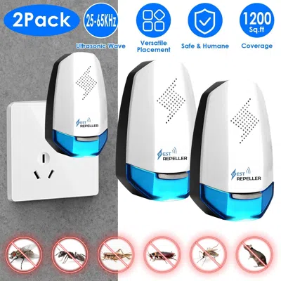 Eruule 2 Pack Ultrasonic Pest Repeller - 25 - 65khz Variable Frequency, Covers 1200 Sq. Ft Each, Indoor Use In Multi