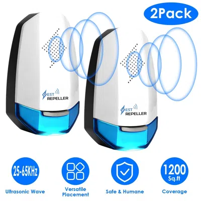 Eruule 2 Pack Ultrasonic Pest Repeller With Night Light Plug In Pest Mice Repellent Indoor Roach Bed Bug Mo In White