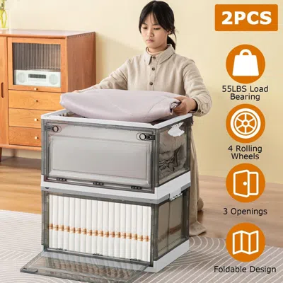 Eruule 2 Packs Foldable Storage Bins Collapsible Storage Box Organizer Stackable Toy Container With Double  In Gray