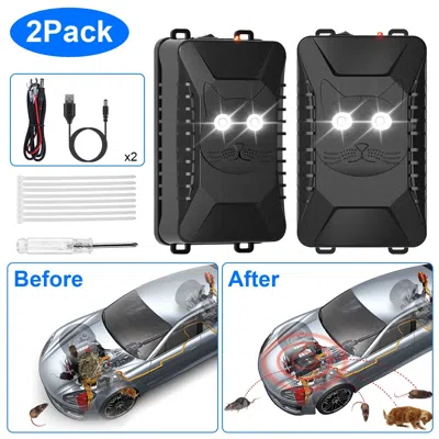 Eruule 2 Packs Under Hood Ultrasonic Rodent Repellent Mouse Wildcat Control Portable Rodent Chaser With 3 P In Black