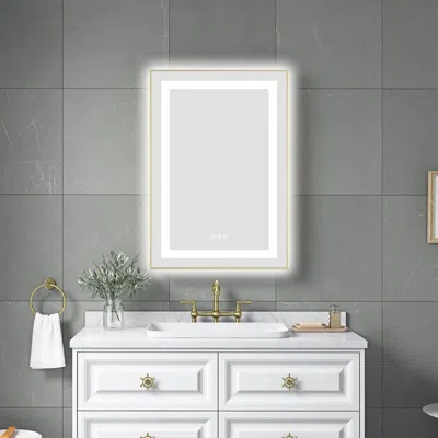 Eruule 20 X 32 Inch Led Bathroom Mirror With Front And Backlight, Wall Mounted Vanity Mirror With Aluminum  In White