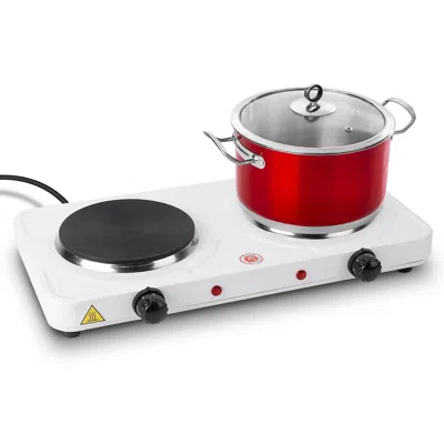 Eruule 2000w Double Electric Burner Portable Dual Counter Stove Countertop Hot Plate Kitchen Cooker Stove W In White