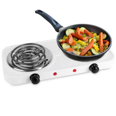 Eruule 2000w Electric Double Burner Portable Coil Heating Hot Plate Stove Countertop Rv Hotplate With Non S In White